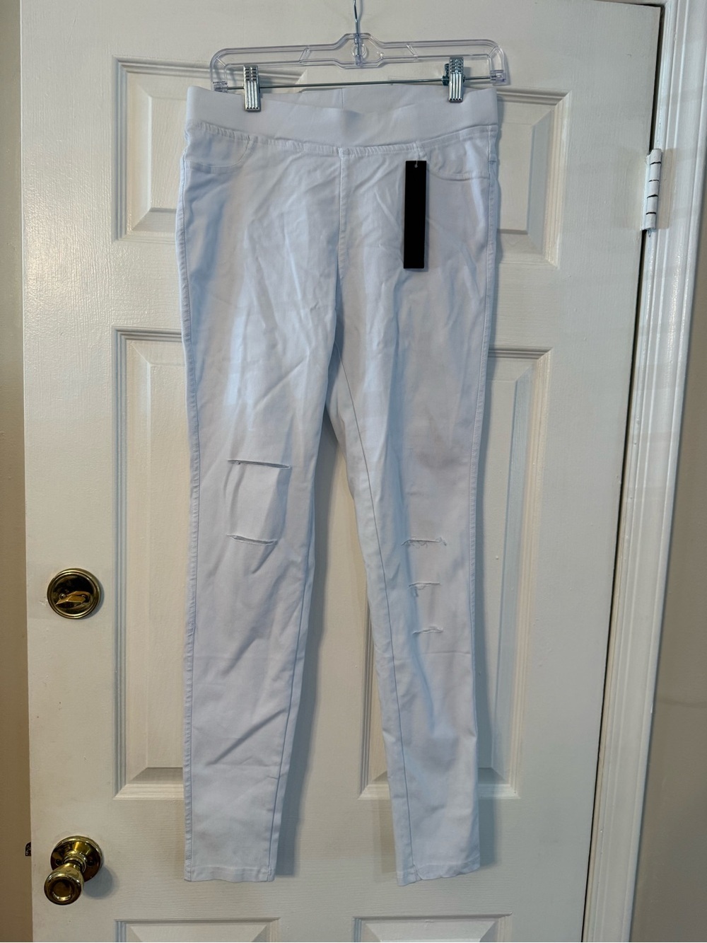 JVINI White Slim-Fit Pull On Jeggings